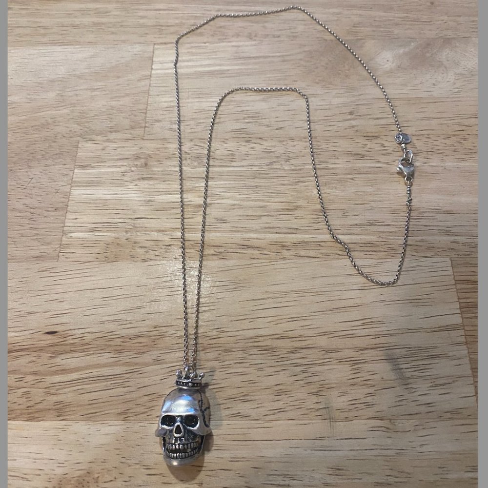 Chan Luu Sterling Silver Skull Charm Necklace